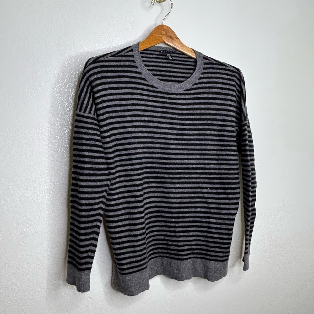 Eileen Fisher 100% Merino Wool Striped Pullover Sweater M